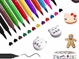 12 Boligrafos Comestibles para Decoración de Pasteles,Colores Alimentarios Para Hornear Plumas,10 Colores Rotuladores Galletas Comestible, Doble Punta para la Decoración de Pasteles,Huevos de Pascua