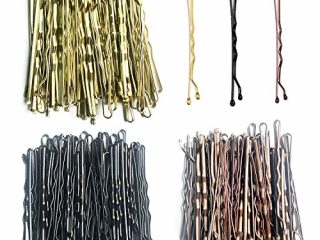 150 Piezas Horquillas de Clips, 5 cm Horquillas Onduladas Bobby Pins, 3 Colores Pinzas de Metal el Pelo con Caja Portátil para Mujeres y Niñas, Dorado, Negra & Marrón
