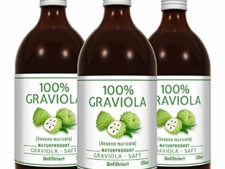 3 x 100% ZUMO DE GUANÁBANA - sin filtrar y vegano (3 x 500 ml), hecho de puré de graviola al 100%. Compra ventaja. Graviola. Soursop. Corossol. Stachelannone.