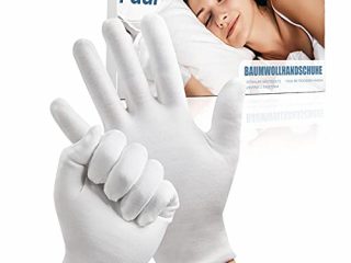 4 pares de guantes humectantes, guantes de algodón para eczema y manos secas, guantes blancos estirables y lavables