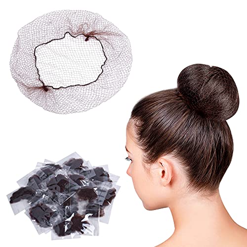 50 Piezas Redecillas de Peluca, Redes De Pelo Invisible De Nylon Malla EláStica Redecillas De Peluca Para Mujer NiñA Hacer Bollo De Pelo Bailarina De Ballet (Marrón)