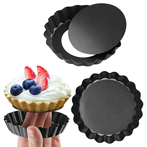 6 Piezas Quiche Tart Pan, Moldes de Horno para Tartaletas con Base Extraíble, 10 cm Tart Pie Plato Sarté, Sartenes Quiche para Quiche Hornear Pastel Individuales Reposteria