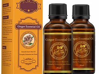 Aceite esencial de jengibre vegetal, drenaje linfático Aceite esencial de jengibre para masaje corporal, dolor muscular, aromaterapia, relajación, terapia cutánea (paquete de 2)