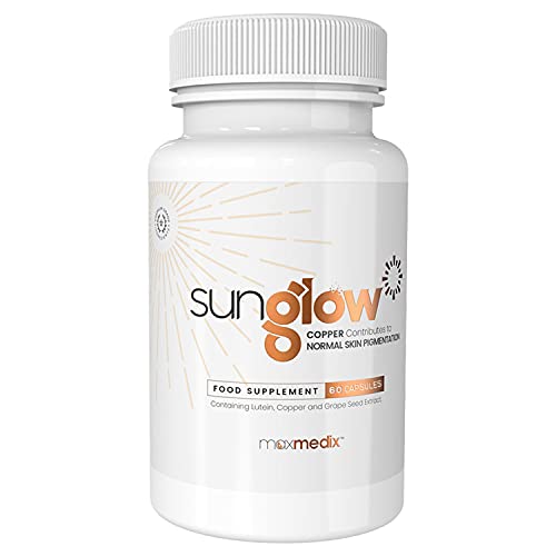 Acelerador Bronceado Sunglow 60 Cápsulas Vegano - Con Caroteno y Cobre para la Pigmentación Piel, Cuidar y Conservar el Perfecto Moreno Natural, Con Extracto de Semilla de Uva, Luteína y Vitamina E
