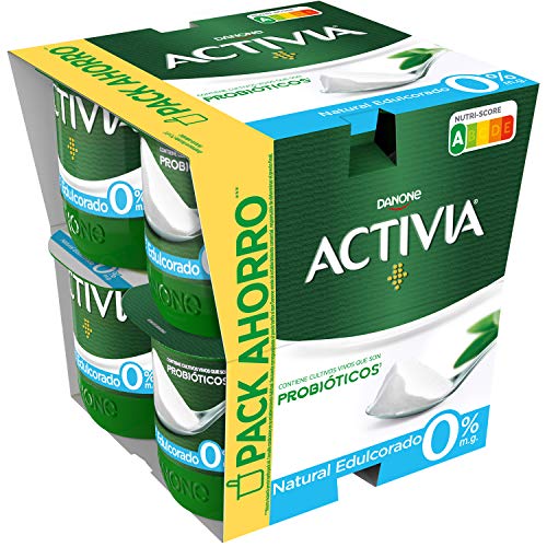 Activia Yogur 0%, Natural Edulcorado, 8 x 120g