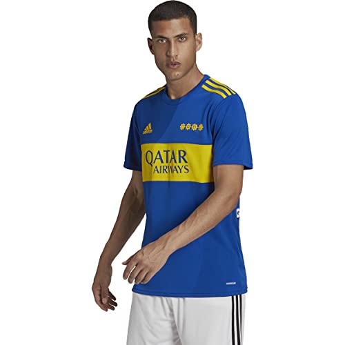 adidas Camiseta 21/22 Boca Juniors Home para hombre, Power Blue Yellow, Large