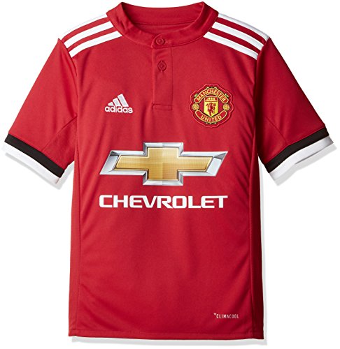 adidas MUFC H JSY Y Camiseta 1ª Equipación Manchester United 2017-2018, niños, Rojo (rojrea/Blanco/Negro), 152