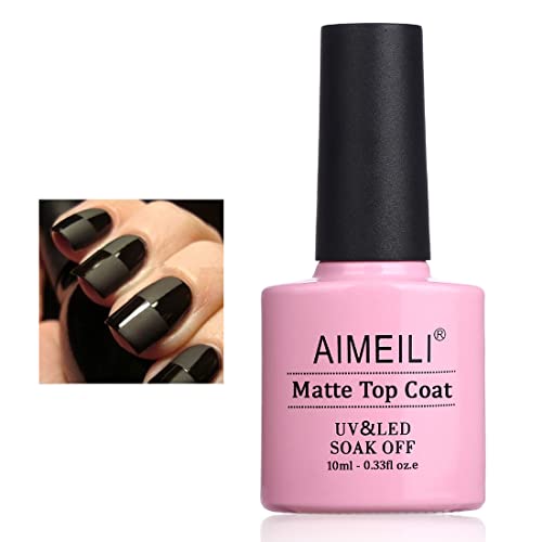 AIMEILI Top Coat Mate Esmalte Semipermanente De Uñas Soak Off UV LED Uñas De Gel - No Wipe Matte Capa Superior 10ml