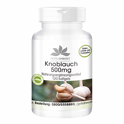 Ajo 500 mg - 120 cápsulas blandas para 2 meses - Allium sativum - Herba Direkt