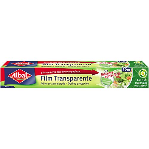 Albal Film transparente para uso alimentario, extra ancho 32 cm, fácil de cortar, 50 m