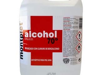 Alcohol etilico antiseptico con benzalconio 70° MONTPLET Envase 5 Litros. Etanol.Producto registrado.