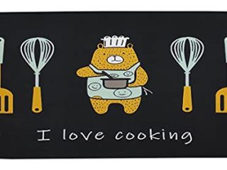 Alfombras Cocina Lavable Antideslizante Alfombrilla de Goma Base TPR Alfombra de Baño Alfombrillas Cocina (57_x_140_cm, I Love Cooking)