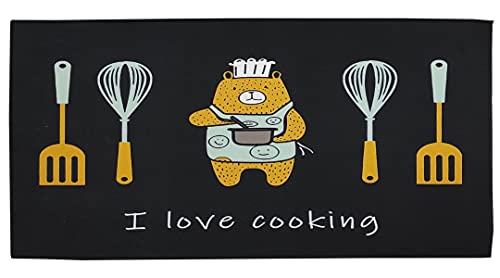 Alfombras Cocina Lavable Antideslizante Alfombrilla de Goma Base TPR Alfombra de Baño Alfombrillas Cocina (57_x_140_cm, I Love Cooking)