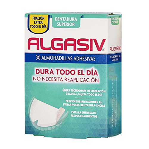 ALGASIV Almohadillas Adhesivas para Dentaduras Postizas Superiores, Dura Todo el Día y Protege las Encías, 30 Unidades