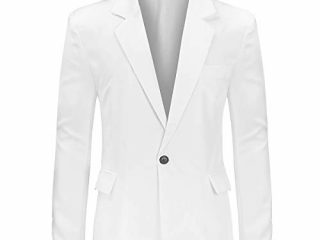 Allthemen Chaqueta de Ocio de Moda para Hombre Blanco M