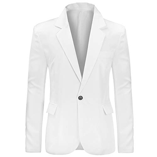 Allthemen Chaqueta de Ocio de Moda para Hombre Blanco M