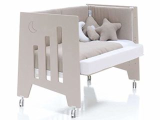 ALONDRA - Cuna bebé de COLECHO (3en1) OMNI Beige Arena 120x60 convertible en 3 etapas: cuna, colecho y escritorio, con 5 alturas de somier y ruedas C181-M7753, pack OMNI-K10.