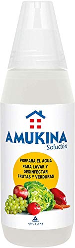 AMUKINA Solución Líquida Frutas y Verduras - 500ml - Lava y desinfecta frutas y verduras - 10 días. Todos los públicos