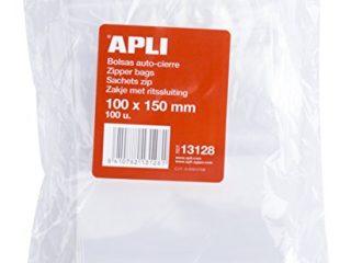 APLI 13128 - Pack de 100 bolsas de plástico con autocierre, 100 x 150 mm