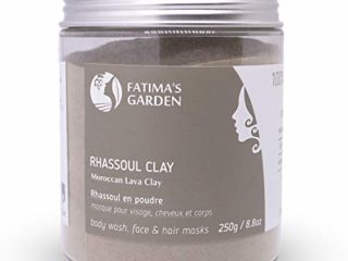 Arcilla Rhassoul de Fatima´s Garden, arcilla Ghassoul marroquí 100% natural para rostro, cabello y Hammam, propiedades suavizantes y purificantes, vegano, sin crueldad animal-250gr