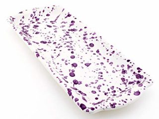 ART ESCUDELLERS Bandeja Brazo Gitano en Ceramica Hecha y Pintada a Mano con decoración Mate Lila. 36 cm x 14 x 2,5 cm