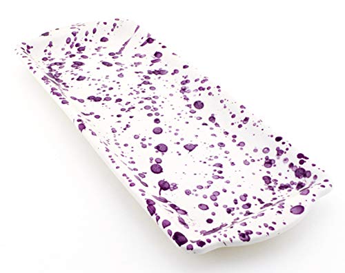 ART ESCUDELLERS Bandeja Brazo Gitano en Ceramica Hecha y Pintada a Mano con decoración Mate Lila. 36 cm x 14 x 2,5 cm