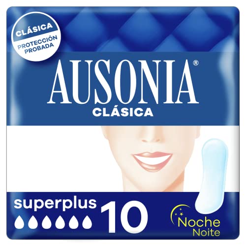Ausonia Clásica Noche Compresas Higiénicas sin alas, 10 unidades