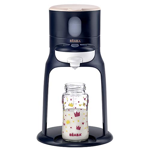 BÉABA Bib'expresso, Preparador y calentador de biberones para bebés y niños, Preparación rápida con una sola mano, Temperatura ajustable, Sencillo, intuitivo y compacto, Azul oscuro