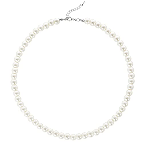 BABEYOND Collar Redondo de Perlas de Imitación de Perlas Collar de Perlas de Boda para Novias blanco (Diámetro de perla 8mm)