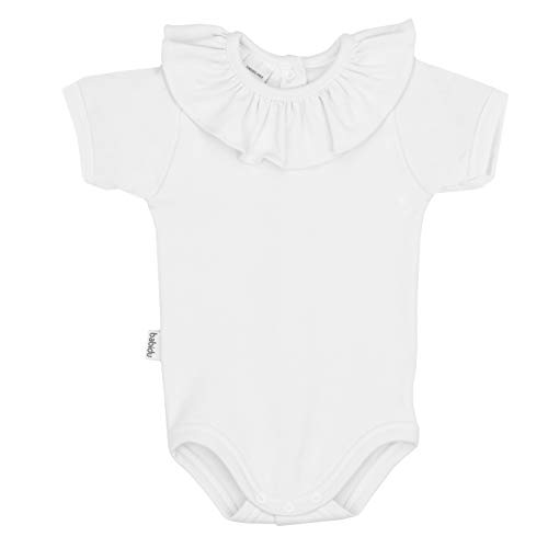 BABIDU Body Cuello Volante Manga Corta Ajustado, Blanco, 36 Meses Unisex bebé