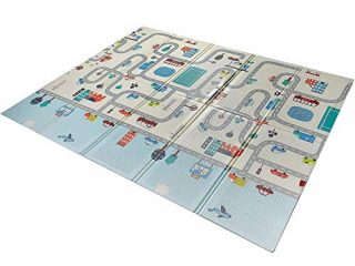 Babify Alfombra de Juegos para bebés espesor 1 cm, plegable, antideslizante, extragrande, reversible, impermeable, portátil, de doble cara, para niños pequeños y bebés (180x200x1.0cm)
