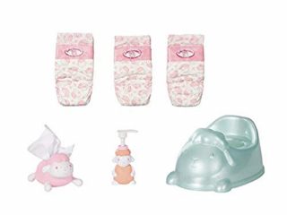 Baby Annabell Set Orinal para Muñecas 43 cm - Promueve la Empatía y Las Habilidades Sociales, Edad 3+, Incluye 3 Pañales, Dispensador de Jabón, Dispensador de Pañuelos y Orinal