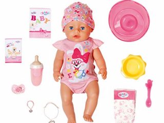 BABY born Soft Touch Niña 43 cm con Chupete Mágico - Muñeca Realista con Funciones Realistas, Suave al Tacto, Articulaciones Móviles, Come, Duerme, Llora y Usa la Bacinica, 11 Accesorios, Rosa