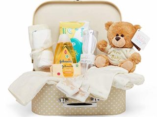 Baby Gift Set - Neutral Hamper Full of Baby Products in Cream Keepsake Box