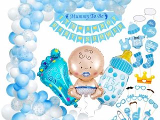 Baby Shower Decoración, Comius Sharp 56 Piezas Baby Shower Globos Baby Shower Accessorios para Niño Cumpleaños Baby Shower Decoración(Blue)