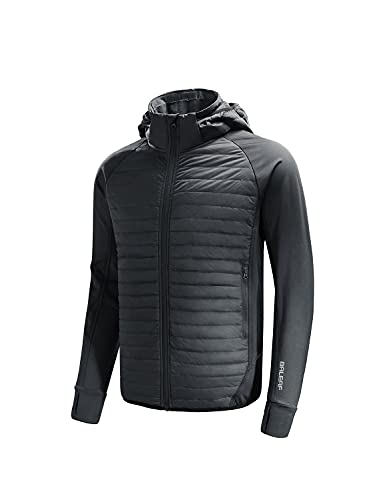 BALEAF Chaqueta ligera cálida para hombre, chaqueta de plumón de invierno, híbrido térmico para senderismo, resistente al agua, Packable, Gris oscuro, XX-Large