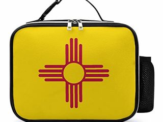 Banderas de cuero de Nuevo México para el almuerzo reutilizable con asa desmontable con hebilla para el trabajo Picnic viajes