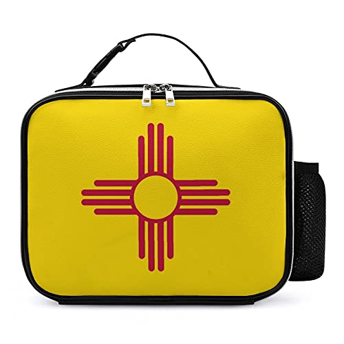 Banderas de cuero de Nuevo México para el almuerzo reutilizable con asa desmontable con hebilla para el trabajo Picnic viajes