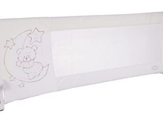 Barrera de cama nido para bebé, 180 x 66 cm. Modelo osito y luna beige. Barrera de seguridad. Sello de calidad SGS.