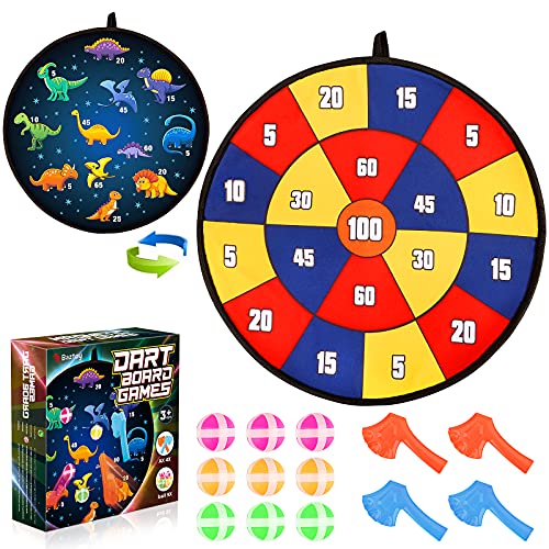 Baztoy Diana Niños, Diana Dardos de Doble Cara de 45CM con 9 Bolas y 4 Hachas, Juego de Dardos para Niños Dart Board Juguetes para 3 -12 Ans Niños Niñas Interior Exterior Jardín Regalos Cumpleaños