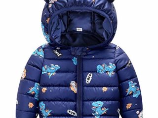 Bebé Invierno Chaqueta Niños Oreja Capucha Abrigo Acolchado CáLido Ligero Niñas Trajes Azul 2-3 Años