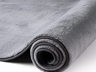Bedsure Alfombra Dormitorio Pequeña Gris - Alfombra Habitación Matrimonio de Pelo Corto Suave Peluda, Alfombra Cuarto Lavable para Pie de Cama, 60x90 cm