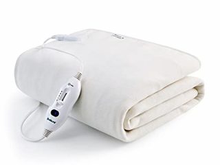 Bedsure Calienta Camas Electrico Individual - Calientacamas 90 Eléctrica Calentador, Manta Calefactora Cubrecolchon Termica Electric Blanket 150x80 Pequeña Lavable Apagado Automático, Blanco