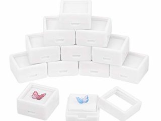 BENECREAT 36 Cajas de exhibición de Piedras Preciosas Blancas cuadradas de acrílico (3x3x1,65cm) con Tapas Superiores Transparentes y Esponja en el Interior para, Monedas, Embalaje de Joyas