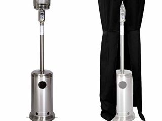 BENEFFITO Kohala - Estufa Exterior de Gas - Calentador - Acero INOX Gris - Cubierta Negra - Superficie de Calentamiento 30m2 - Encendido Fácil - Ruedas