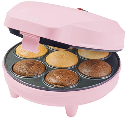 Bestron Máquina para Cupcakes, Diseño Retro, Sweet Dreams, Revestimiento Antiadherente, 700 Vatios, Rosa