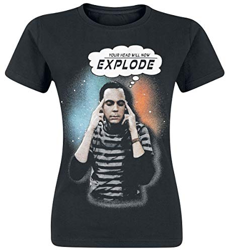 Big Bang Theory Camiseta de Mujer Sheldon Cooper Explode Cotton Black - M