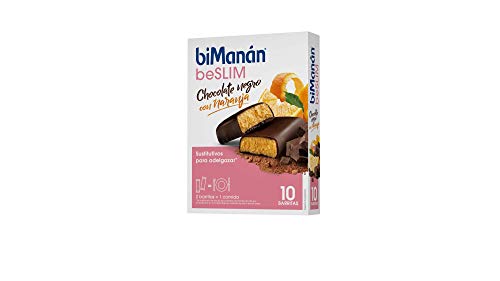 BiManán beSLIM - Barritas Sustitutivas Chocolate Negro con Naranja, para ayudarte a controlar tu peso - Caja de 10 unidades