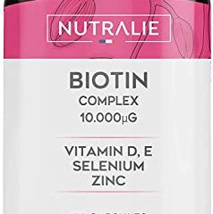 Biotina 10.000mcg Alta Dosis - Potente para Crecimiento del Cabello - Vitaminas para mantener Cabello, Piel y Uñas Sanas - Con Vitamina E, D, Zinc y Selenio | 120 Cápsulas 100% Vegetarianas Nutralie