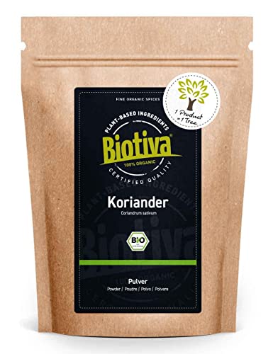 Biotiva Cilantro orgánico molido 250 g - calidad orgánica del mediterráneo - 100% certificado orgánico en Alemania (DE-ÖKO-005)
